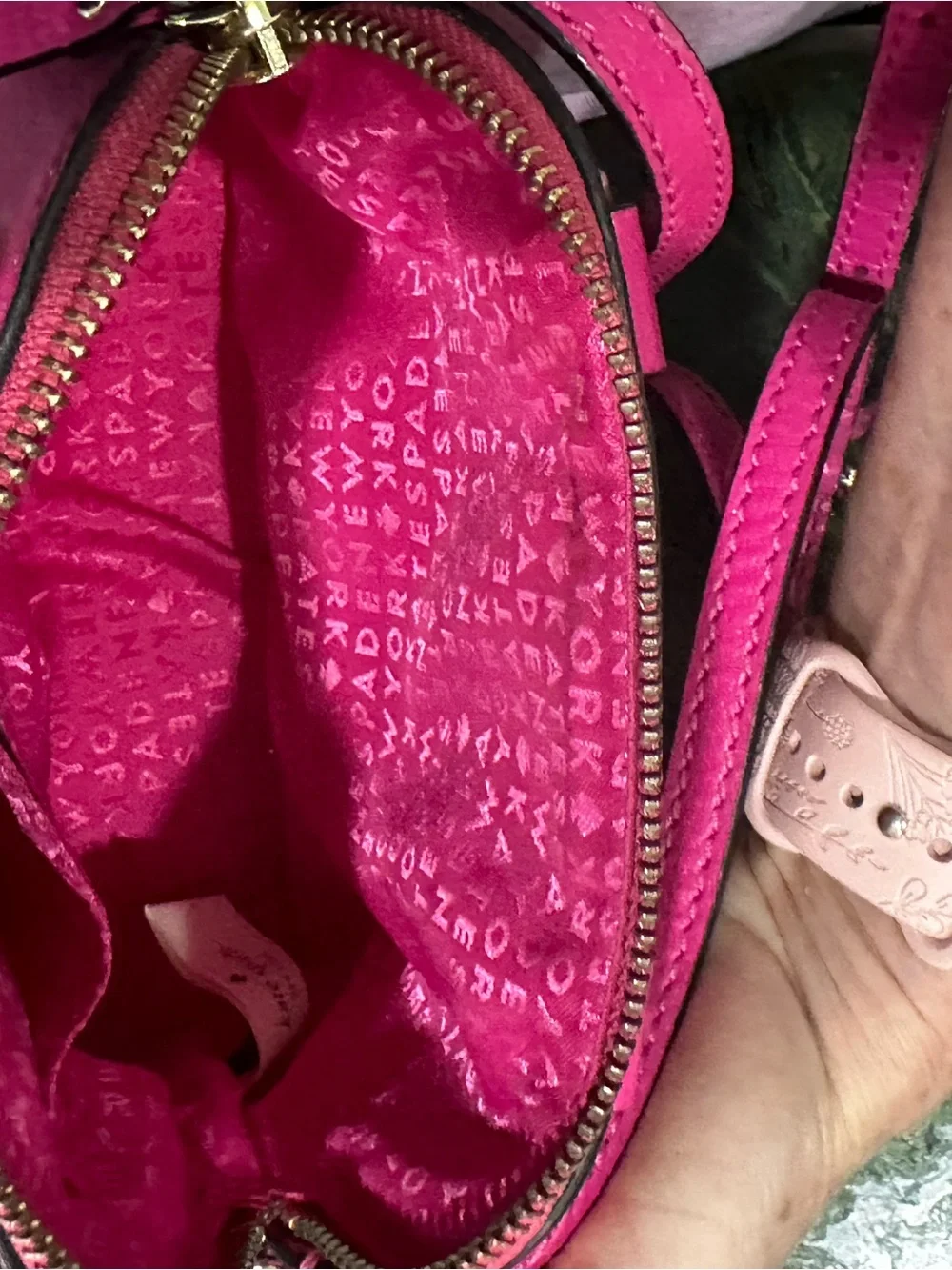 KATE SPADE HOT Pink Leather Mini Satchel with Crossbody Strap 8” x 5.5 x2.5”